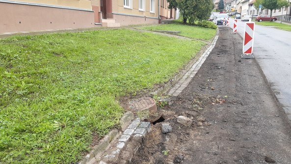 Oprava hlavní silnice u Málkového